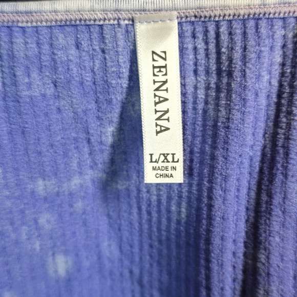 #0446 S/M ZENANA Indigo Blue Ribbed Stone Wash Crop Tank/Built-in Bra 12-19 - Picture 6 of 15